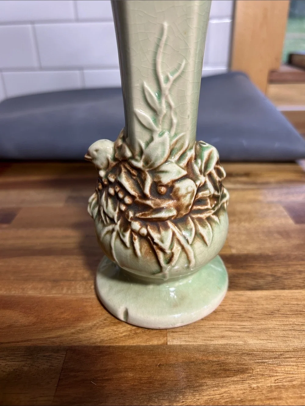 1950’s Mc Coy Ceramic Green Bird nesting Bud Vase - vintage